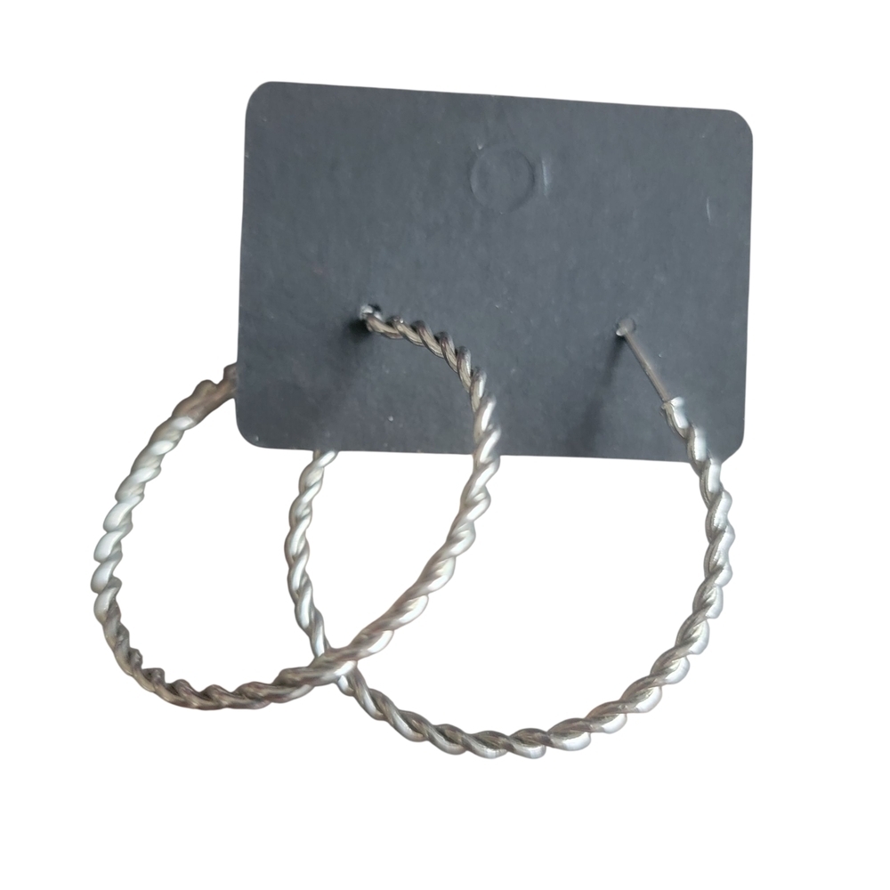 Silver Twisted Hoop Earrings